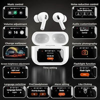 AirPods Touch L.C.D A9 White Bluetooth Earbuds Heavy SoundScreen