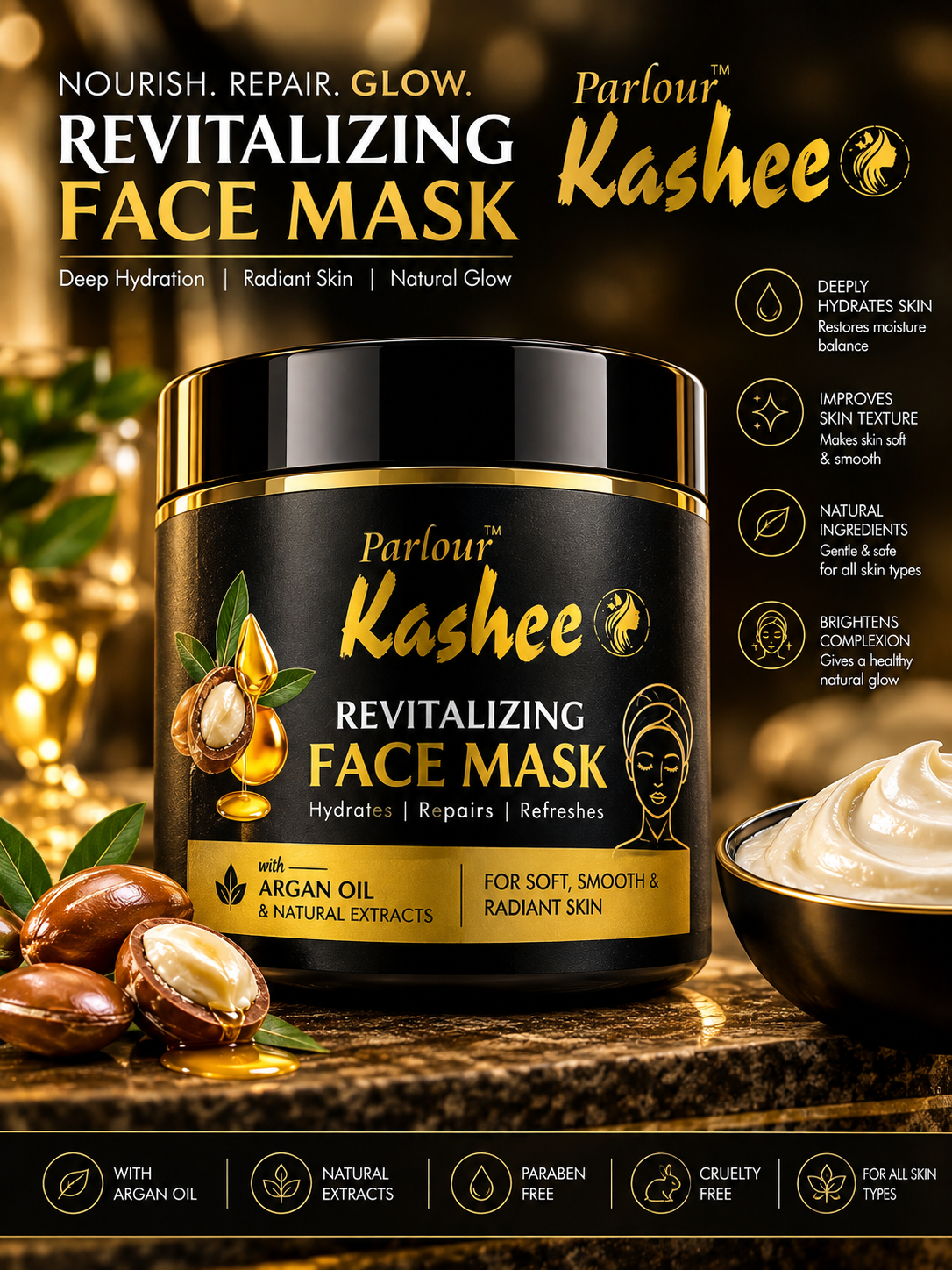 Kashee's All In 1 Foundation, Fixer, Face Powder, Loose Powder, 12 Pcs Lip Pencil Set, Hair Mask, Face Mask And Paint Stick Deal, Pack Of 8