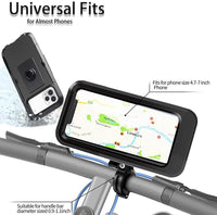 Waterproof Bike Phone Mount - 360° Rotatable Motorcycle & Bicycle Mobile Holder - Adjustable Touch Screen Handlebar Phone Support for All Bikes