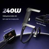 240W 2-in-1 Data Cable With Stand | 1.5 Meter C to C USB Data Cable | Fast Charging Nylon Braided Mobile Cable